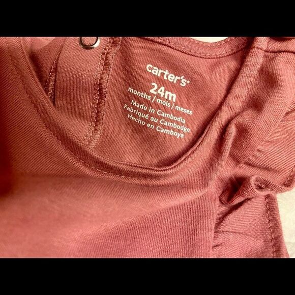 4/$17 NWT Carter’s Baby Onesie Mauve w Ruffles, 24 Months, Pink, Red, Rose, New - Picture 2 of 9